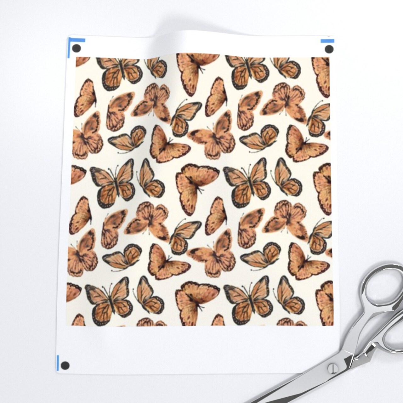 Butterfly Watercolor Cream Brown Moth Boho Botanical Nature Custom Printed Fabric by Spoonflower Various Fabrics by the Yard or Fat Quarter